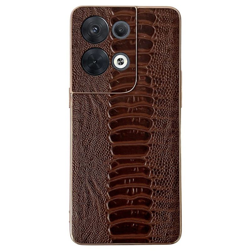 Capa Para Oppo Reno 8 Pro Couro Genuíno Estilo Crocodilo