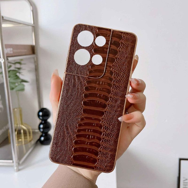 Capa Para Oppo Reno 8 Pro Couro Genuíno Estilo Crocodilo