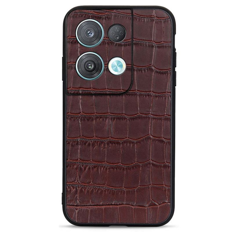 Capa Para Oppo Reno 8 Pro Couro Genuíno Estilo Crocodilo