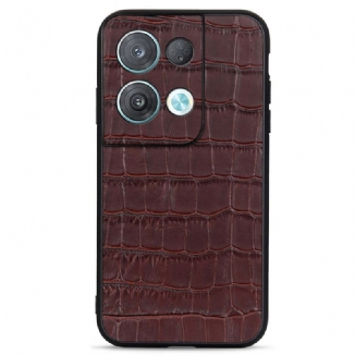 Capa Para Oppo Reno 8 Pro Couro Genuíno Estilo Crocodilo