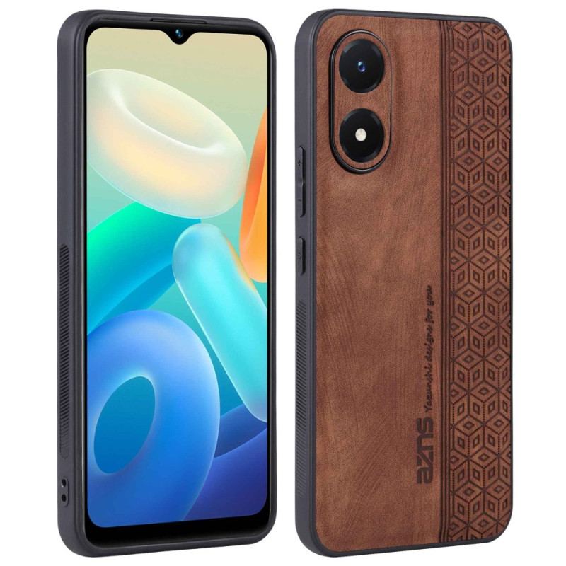 Capa De Celular Para Vivo Y16 Efeito Couro Azns