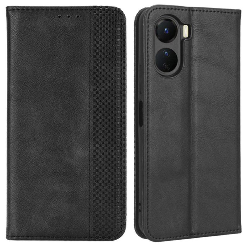 Capa De Celular Para Vivo Y16 Flip Couro Sintético Estiloso