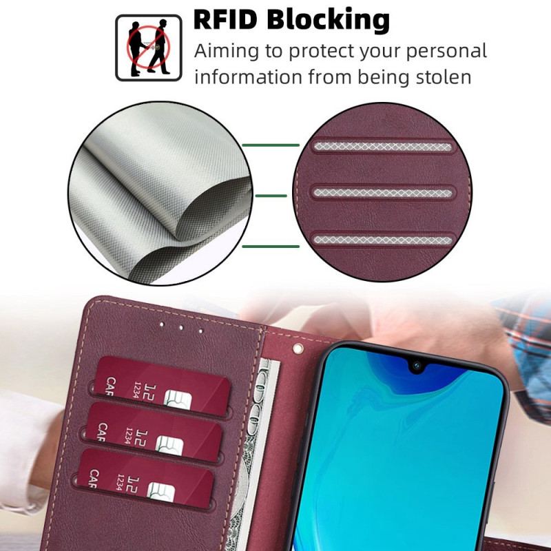 Capa De Couro Para Vivo Y16 Rfid Clássico