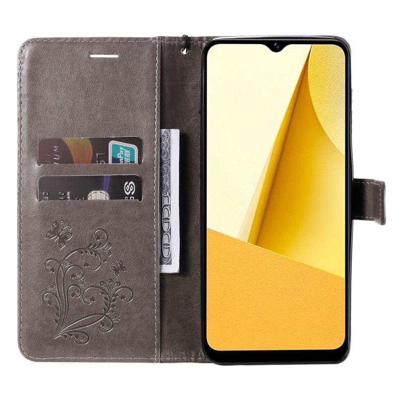 Capa Flip Para Vivo Y16 De Cordão Borboletas Gigantes