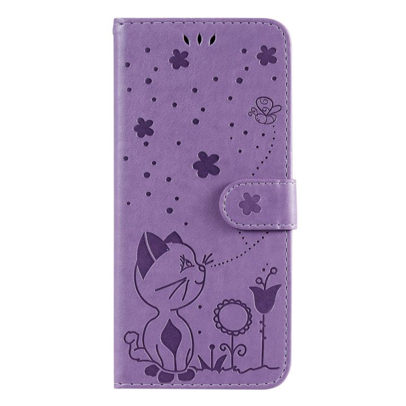 Capa Flip Para Vivo Y16 De Cordão Gato E Abelha Com Cordão