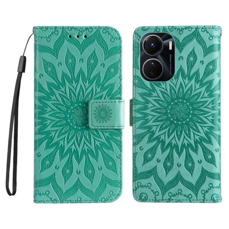 Capa Folio Para Vivo Y16 Mandala Sol Com Cordão