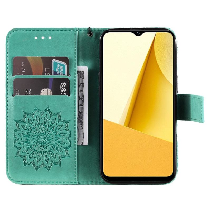 Capa Folio Para Vivo Y16 Mandala Sol Com Cordão