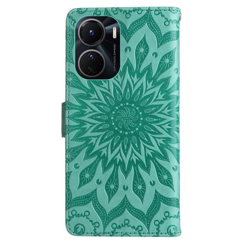 Capa Folio Para Vivo Y16 Mandala Sol Com Cordão