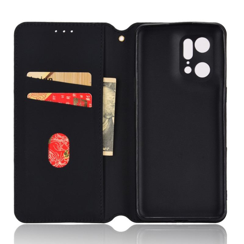 Capa De Celular Para Oppo Find X5 Pro Flip Efeito Couro Diamante 3d