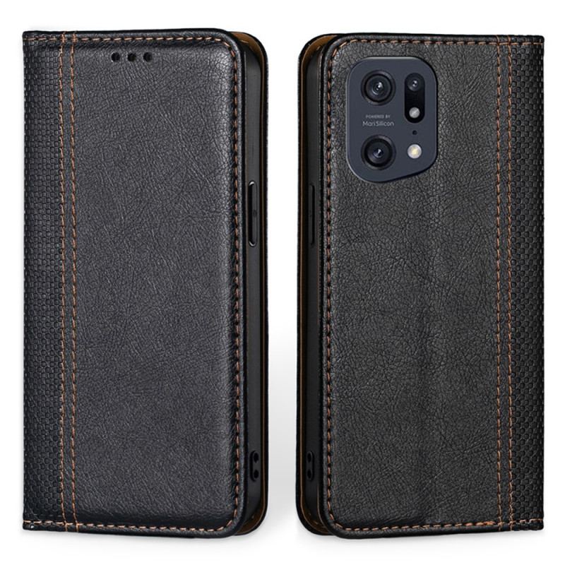 Capa De Celular Para Oppo Find X5 Pro Flip Efeito Couro Vintage