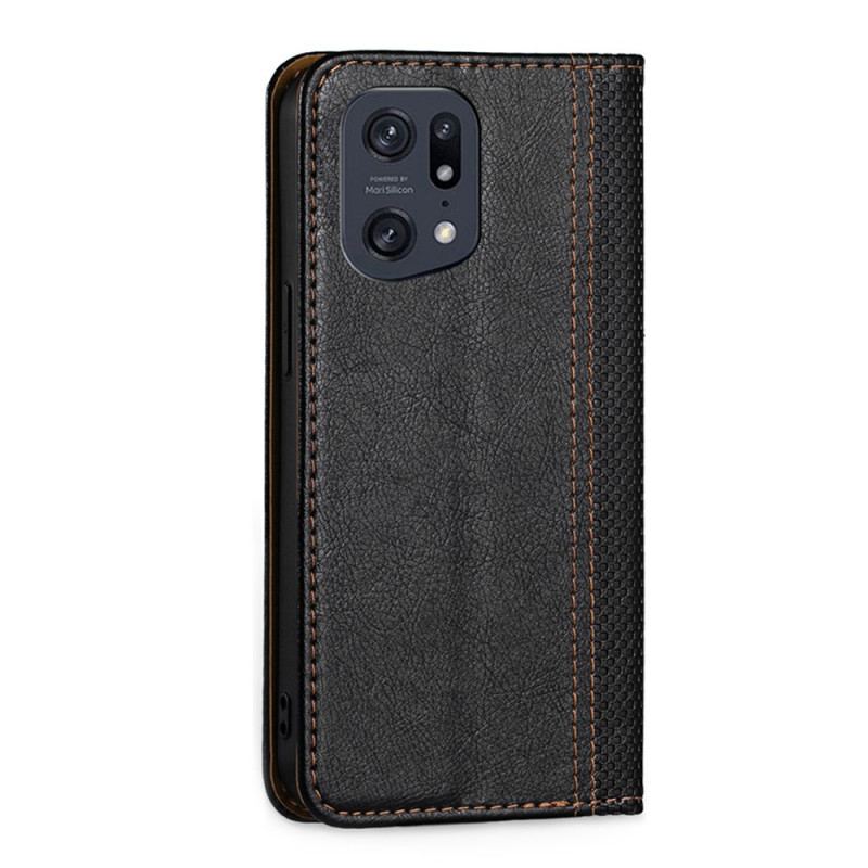 Capa De Celular Para Oppo Find X5 Pro Flip Efeito Couro Vintage