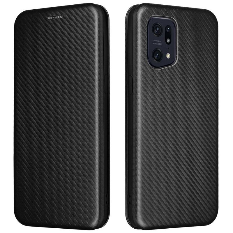 Capa De Celular Para Oppo Find X5 Pro Flip Textura De Fibra De Carbono