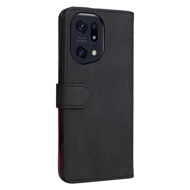 Capa De Couro Para Oppo Find X5 Pro De Cordão Correia De Dois Tons