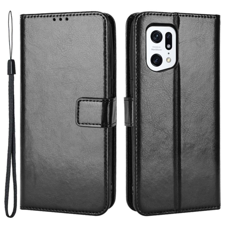 Capa De Couro Para Oppo Find X5 Pro Couro Falso Chamativo