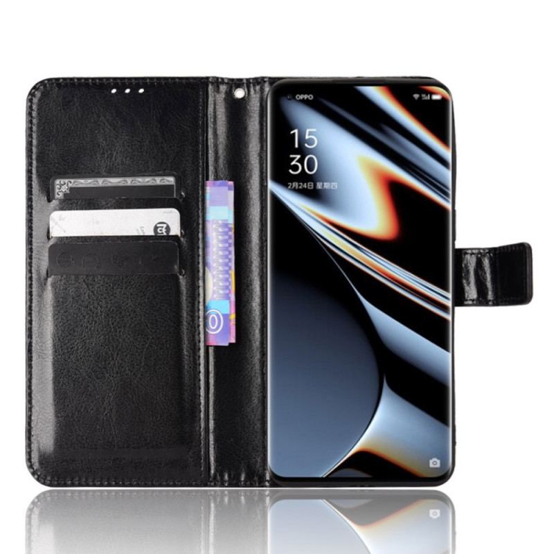 Capa De Couro Para Oppo Find X5 Pro Couro Falso Chamativo