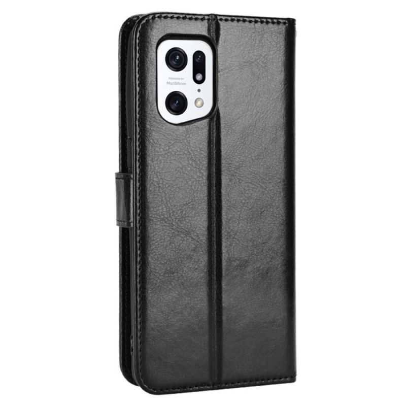 Capa De Couro Para Oppo Find X5 Pro Couro Falso Chamativo