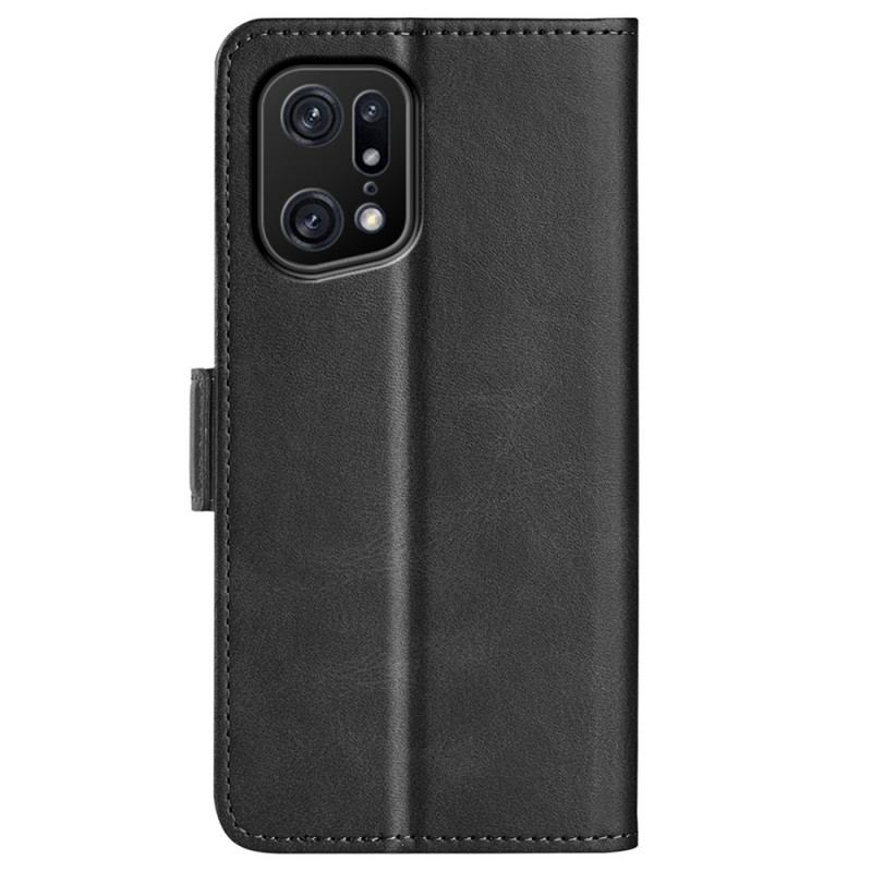 Capa De Couro Para Oppo Find X5 Pro Fecho Duplo