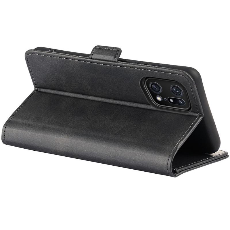 Capa De Couro Para Oppo Find X5 Pro Fecho Duplo