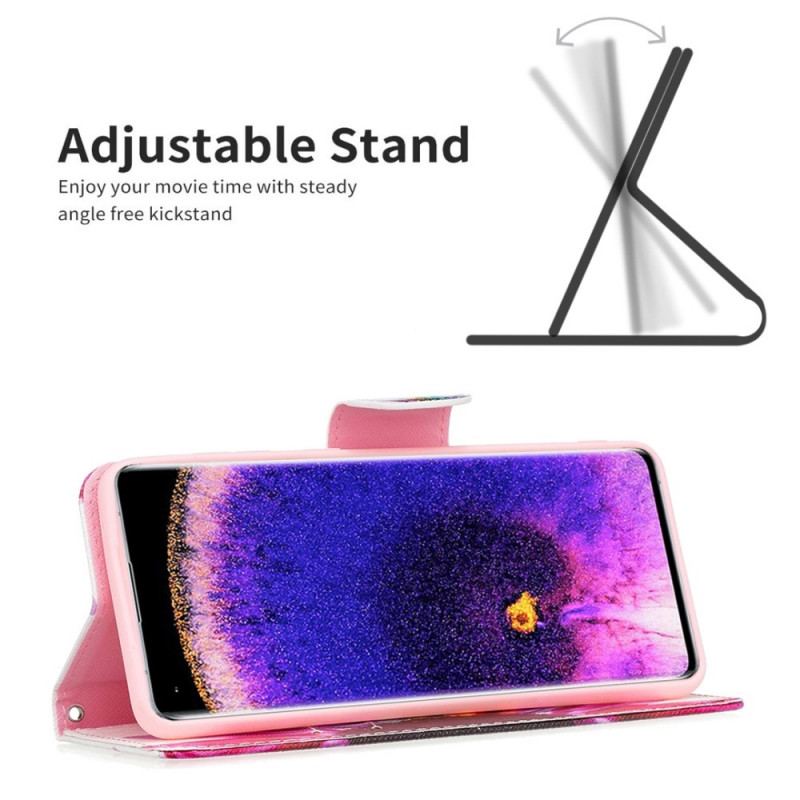 Capa De Couro Para Oppo Find X5 Pro Flor Aquarela