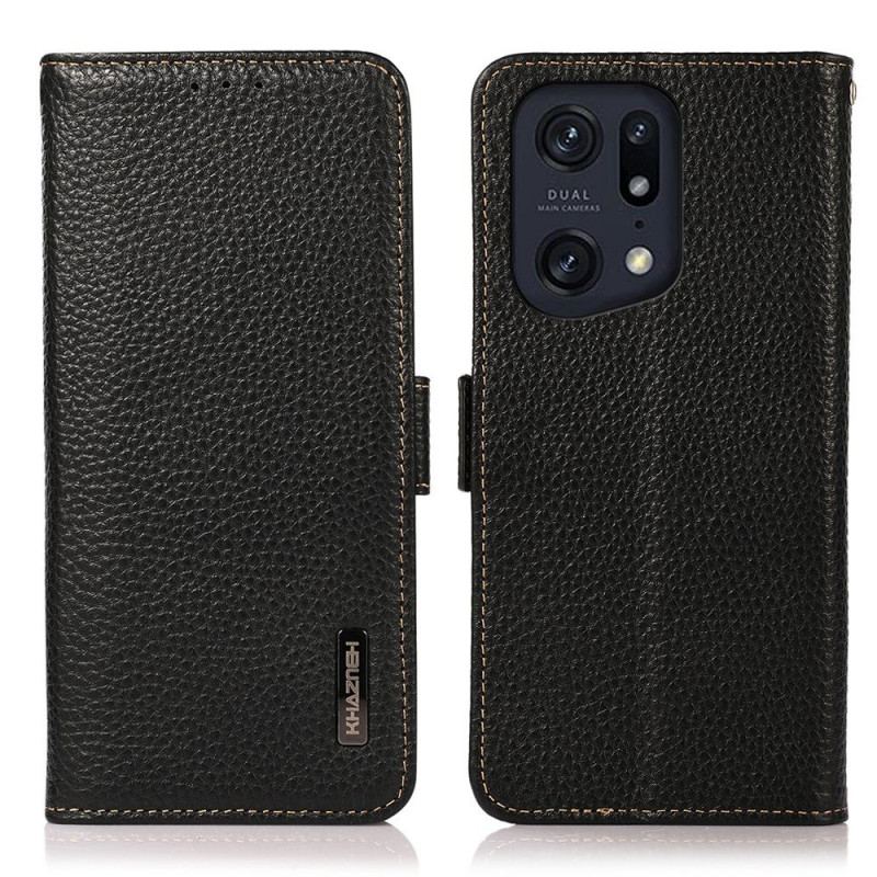 Capa De Couro Para Oppo Find X5 Pro Couro De Lichia Khazneh Rfid