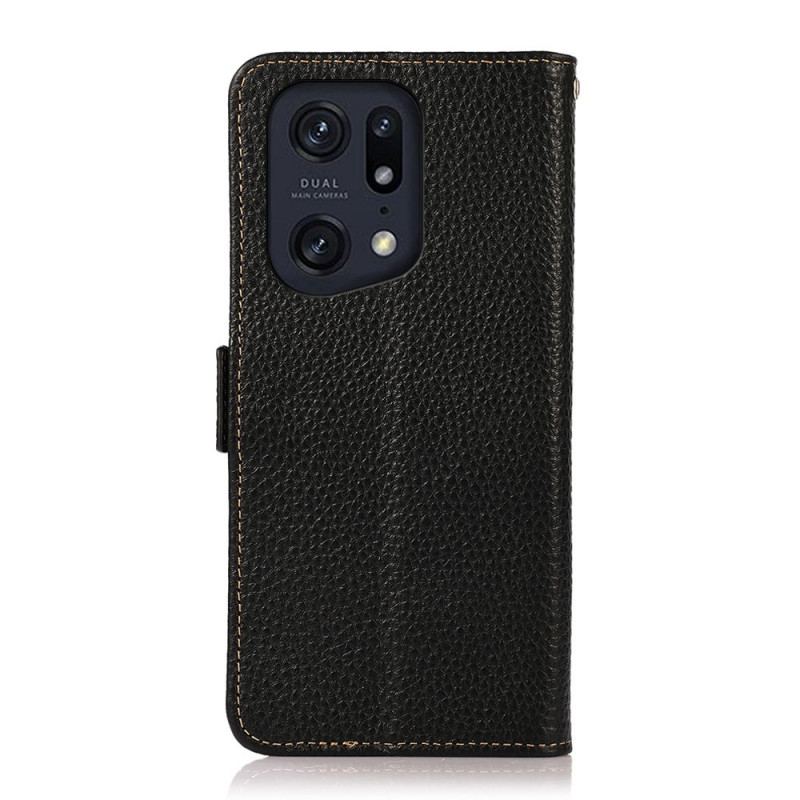 Capa De Couro Para Oppo Find X5 Pro Couro De Lichia Khazneh Rfid