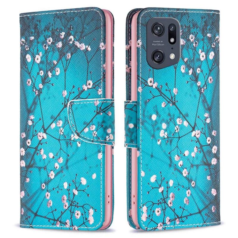 Capa De Couro Para Oppo Find X5 Pro Ramos Floridos