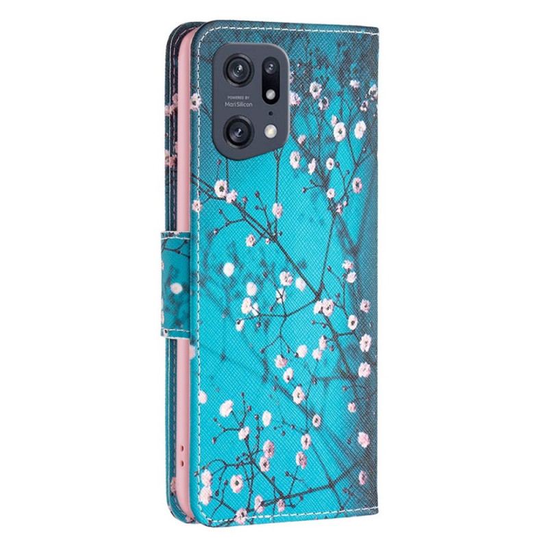 Capa De Couro Para Oppo Find X5 Pro Ramos Floridos