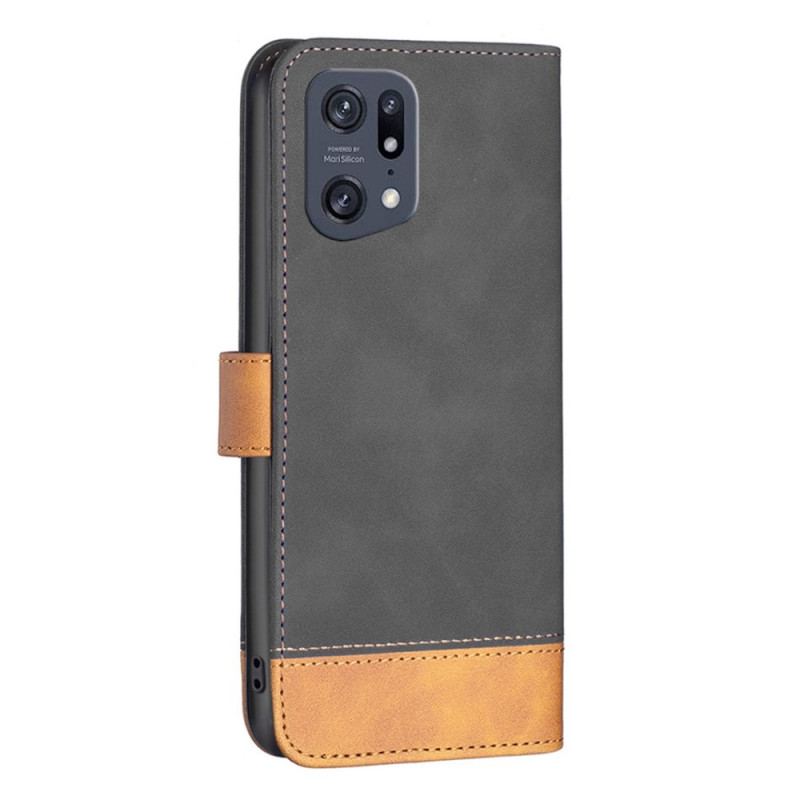 Capa De Couro Para Oppo Find X5 Pro Vintage Binfen Cor