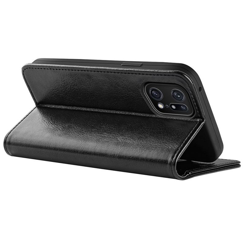 Capa Em Pele Para Oppo Find X5 Pro Couro Falso Vintage