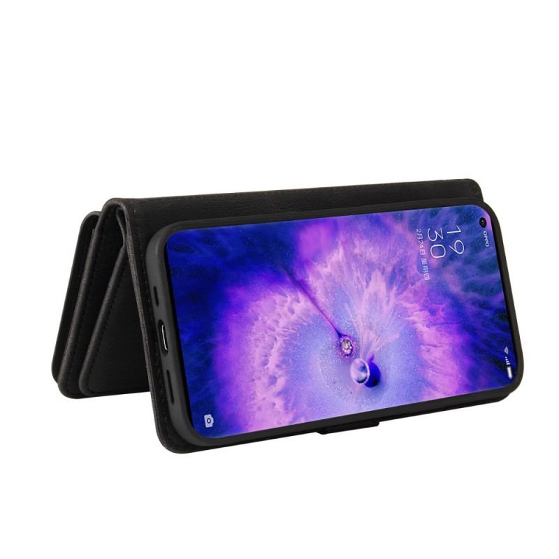 Capa Em Pele Para Oppo Find X5 Pro Titular Do Cartão Multifuncional