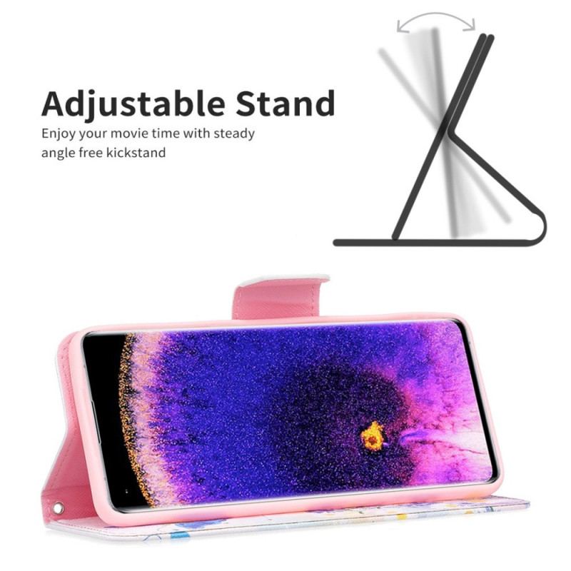 Capa Flip Para Oppo Find X5 Pro Aquarela Borboletas