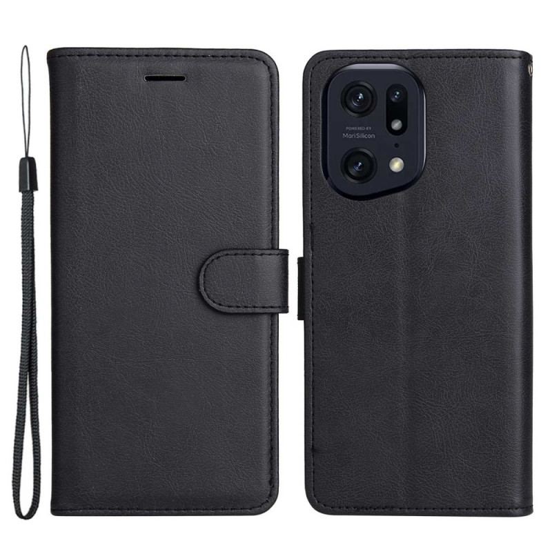 Capa Flip Para Oppo Find X5 Pro De Cordão Simples Com Alça