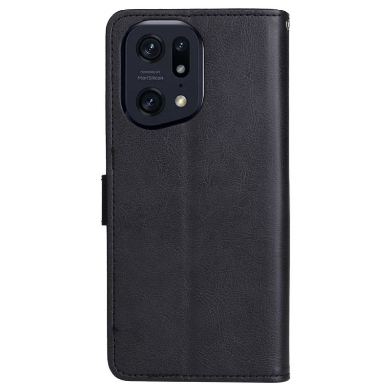 Capa Flip Para Oppo Find X5 Pro De Cordão Simples Com Alça