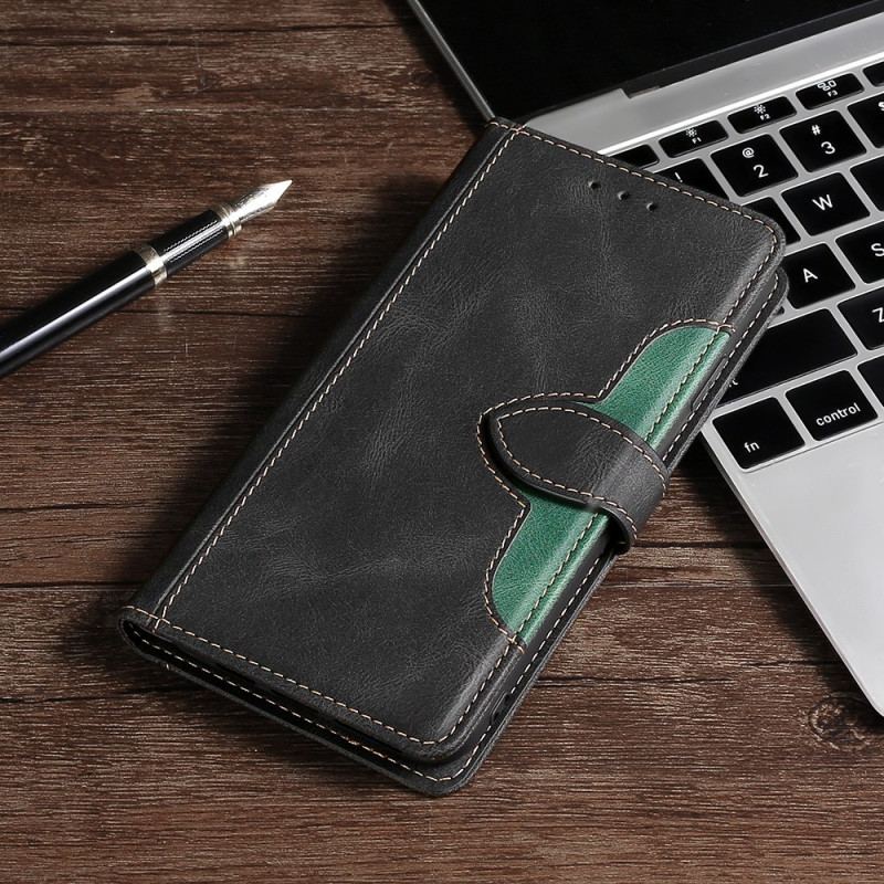 Capa Folio Para Oppo Find X5 Pro Couro Sintético Bicolor Estiloso