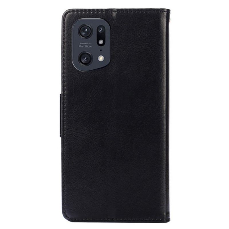 Capa Folio Para Oppo Find X5 Pro Estilo Retrô De Couro