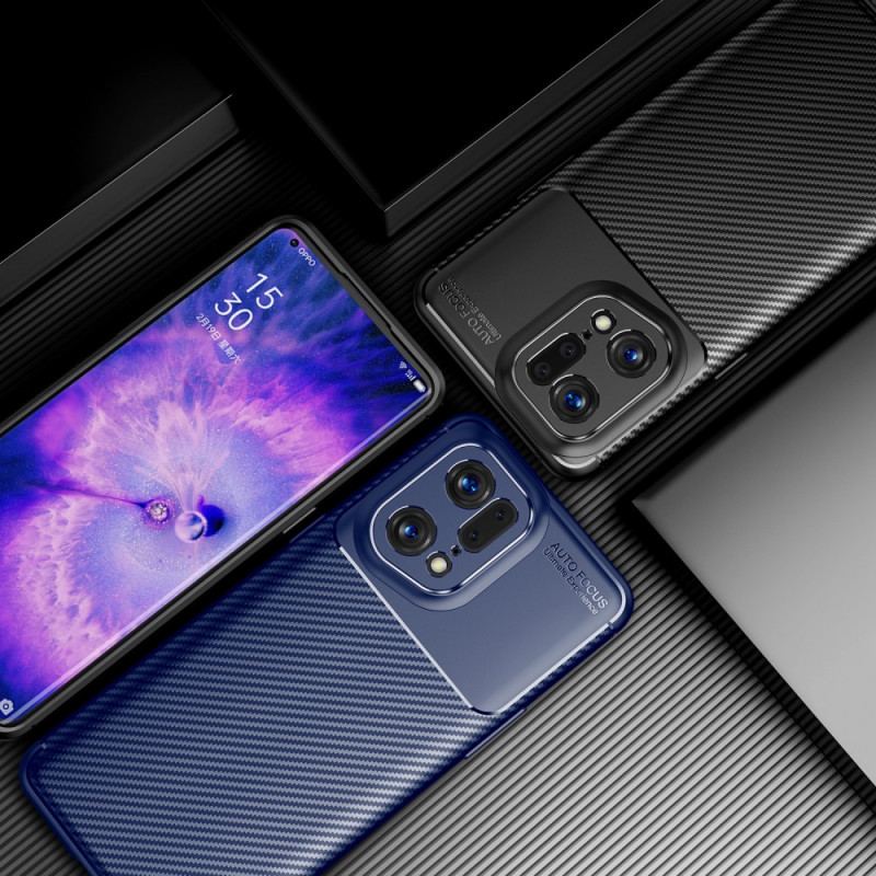 Capa Para Oppo Find X5 Pro Fibra De Carbono Escovada