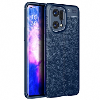 Capa Para Oppo Find X5 Pro Linha Dupla Efeito Couro Litchi