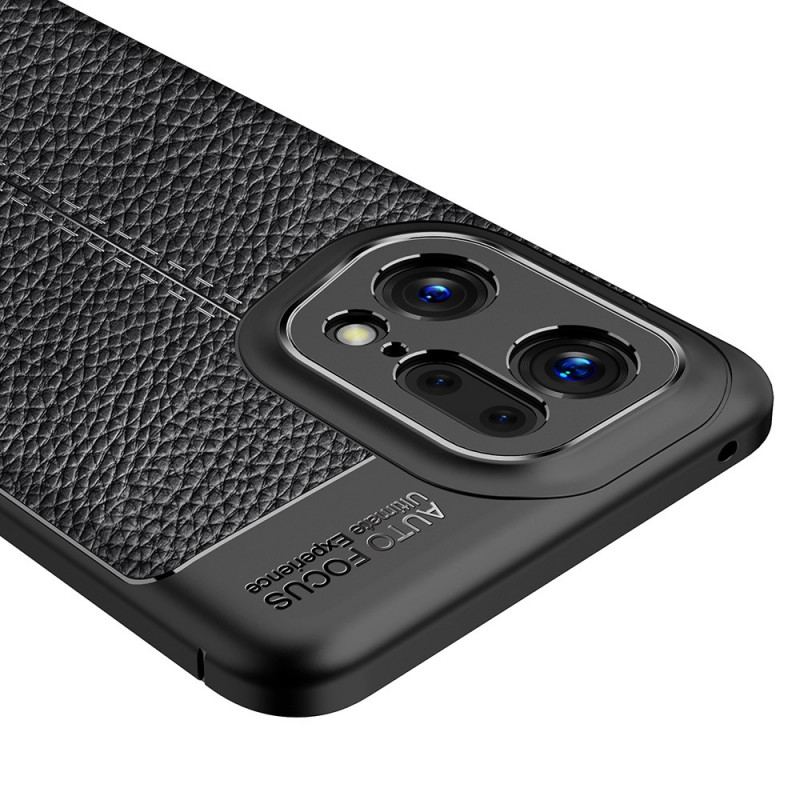 Capa Para Oppo Find X5 Pro Linha Dupla Efeito Couro Litchi