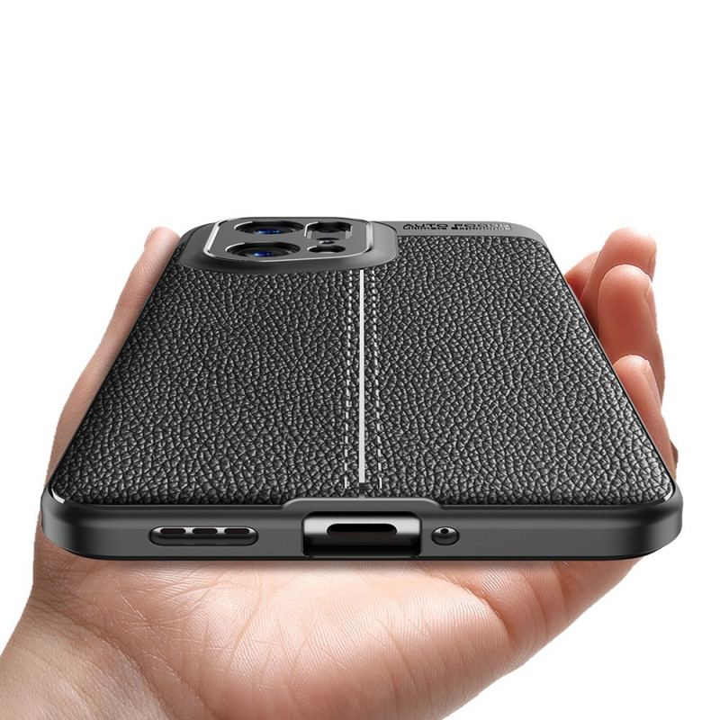 Capa Para Oppo Find X5 Pro Linha Dupla Efeito Couro Litchi