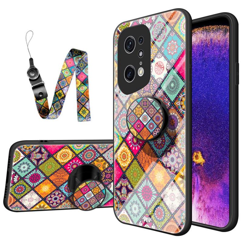 Capa Para Oppo Find X5 Pro Suporte Magnético Patchwork