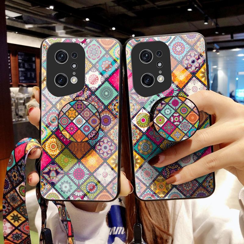 Capa Para Oppo Find X5 Pro Suporte Magnético Patchwork