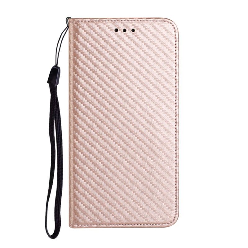 Capa De Celular Para iPhone 15 De Cordão Flip Correia De Fibra De Carbono