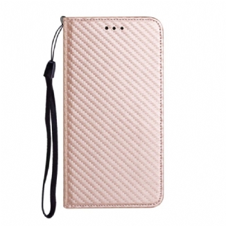 Capa De Celular Para iPhone 15 De Cordão Flip Correia De Fibra De Carbono