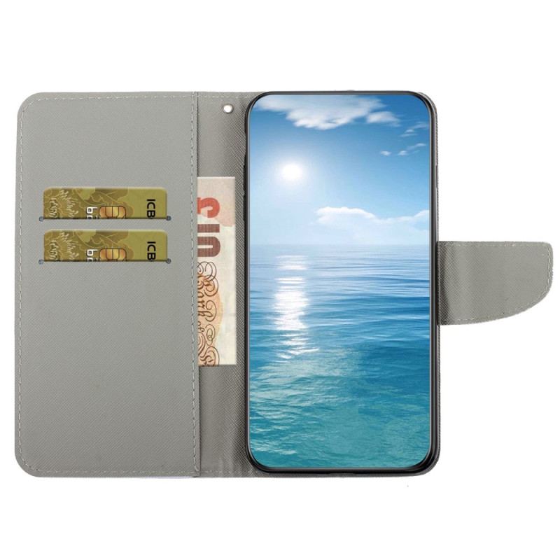 Capa De Couro Para iPhone 15 De Cordão Lindo Top Marinheiro Com Alça