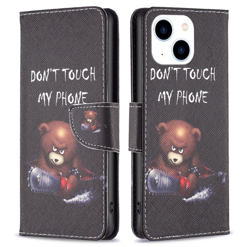 Capa De Couro Para iPhone 15 Urso Perigoso