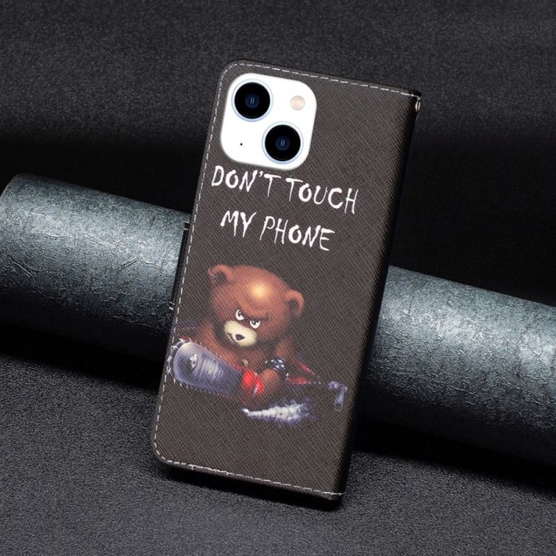 Capa De Couro Para iPhone 15 Urso Perigoso