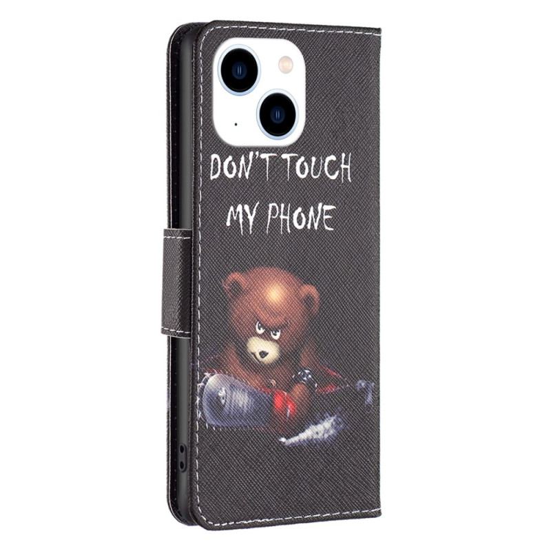 Capa De Couro Para iPhone 15 Urso Perigoso