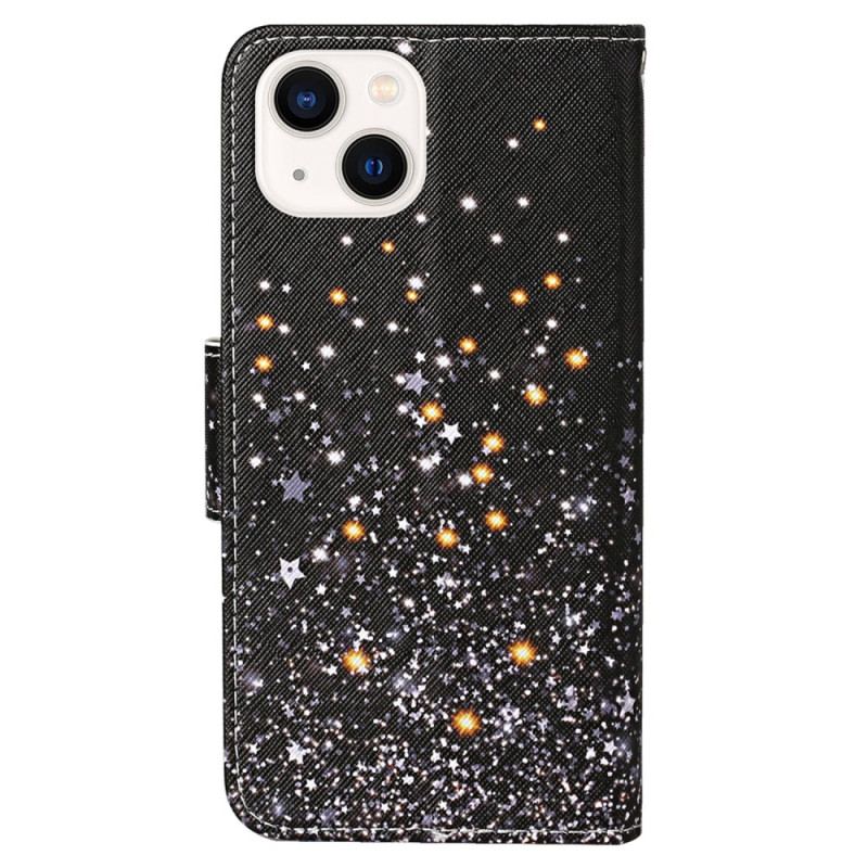 Capa Em Pele Para iPhone 15 De Cordão Chuveiro Estrela Com Alça