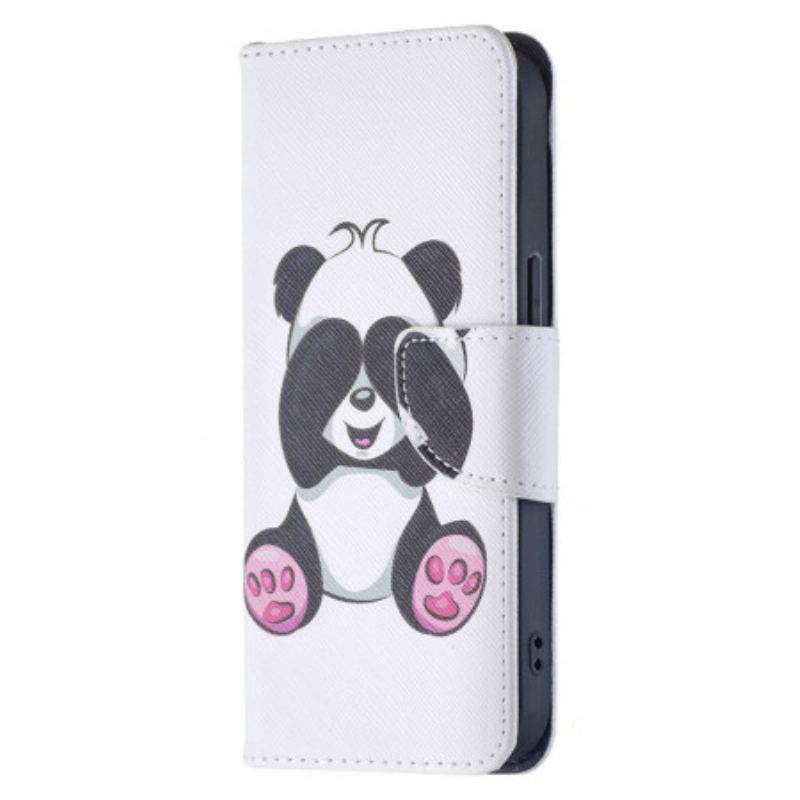 Capa Em Pele Para iPhone 15 Panda