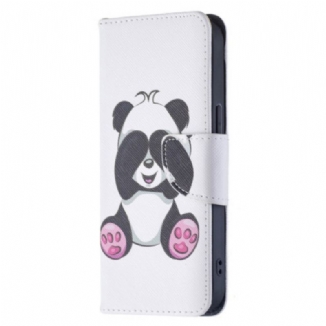 Capa Em Pele Para iPhone 15 Panda